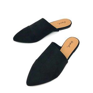 😍 RESTOCKED! Black Vegan Suede Mule Flats